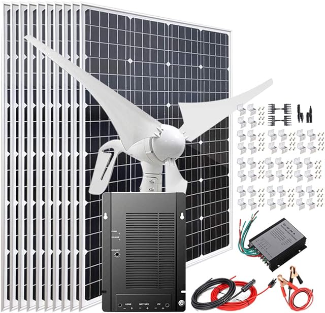 Solar Panel Kit, 1400W Solar Wind Home Kit: 10X 100W Solar Panel + 400W Wind Turbine Generator + Mppt Charge Controller + Brackets + Cable Recensie