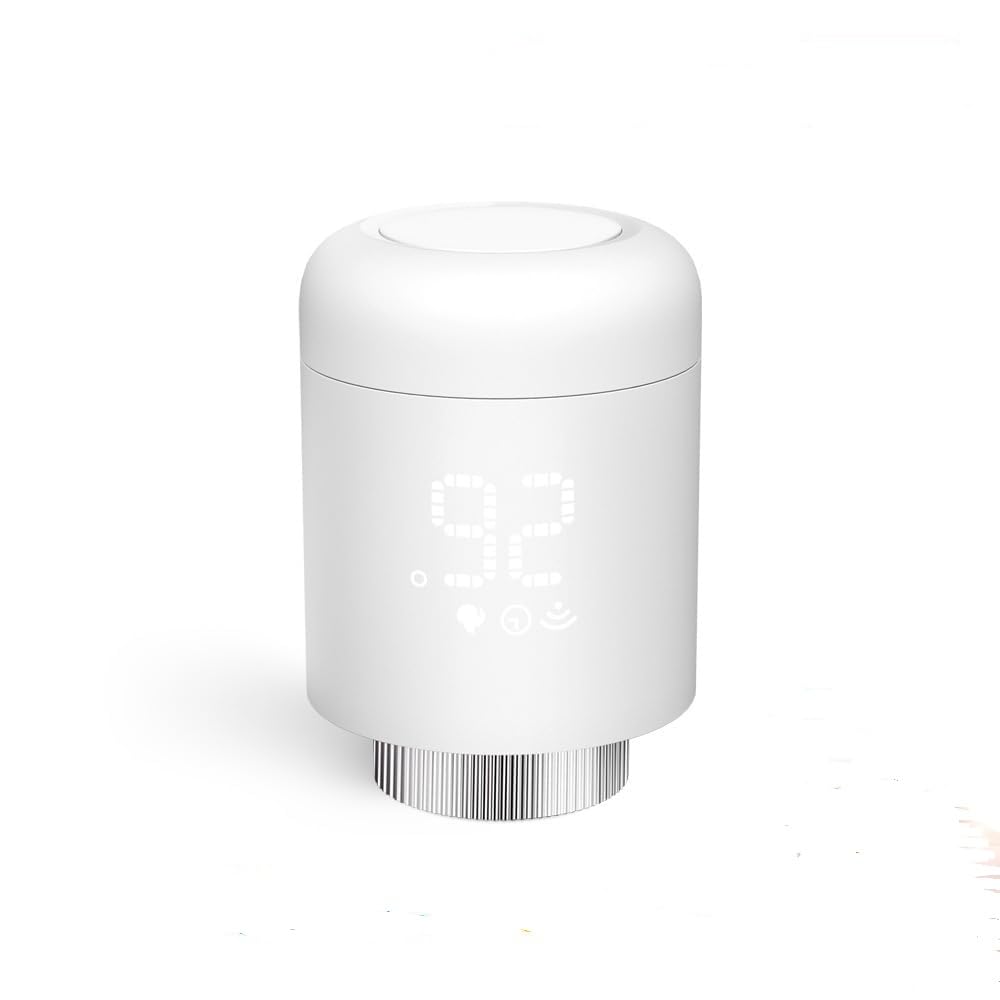 Tuya Zigbee Thermostatische Radiatorventielen Recensie: Beste Slimme Keuze? 3 Smart thermostat with digital display, modern design, tactile controls, and advanced connectivity features.