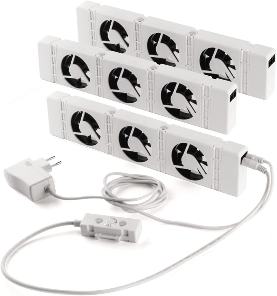 Modular cooling fans with control unit for efficient airflow in tech setups.