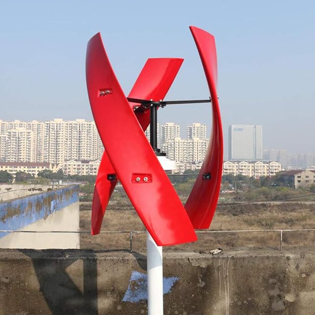 Free Energy 600w Vertical Wind Turbine Generator 3 Blades 12v 24v 48v 300RPM With MPPT Controller Windmill (Red Color, 12V / 600W) Recensie