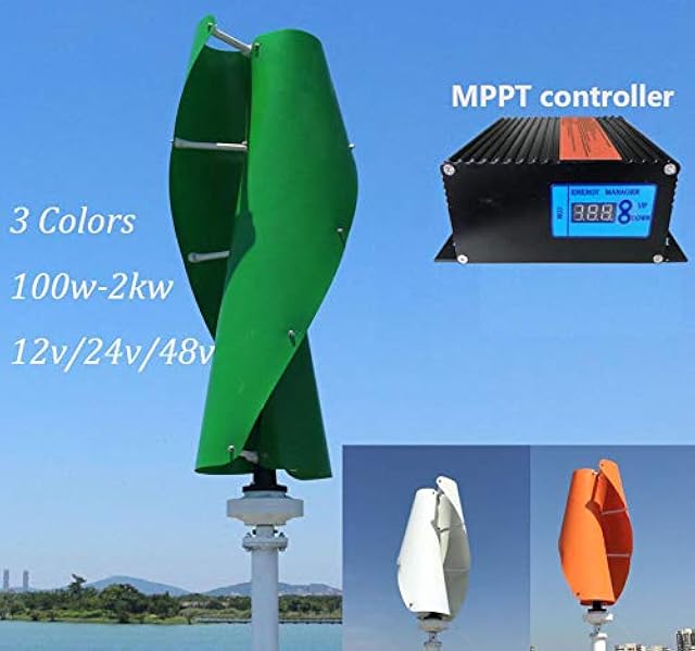 600W Vertical Wind Turbine Permanent Magnet Generator 3 Phase 12V 24V 48V Vertical Axis Coreless Wind Generator with MPPT Controller (12V with Controller, Orange) Recensie