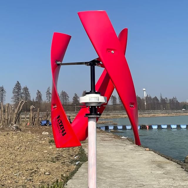 800W Vertical Wind Turbine 12V 24V 48V Permanent Maglev Wind Generator Kit with MPPT Controller 3 Blades for Garden Terrace Marine Motor Home Chalet Boat (24V Red) Recensie