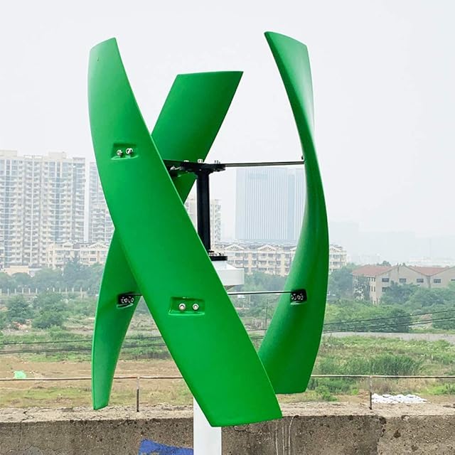 400W Vertical Wind Turbine High Efficient 12V 24V 48V 1.5M Start Up 250RPM No Noise for Home Use (24V, Green) Recensie