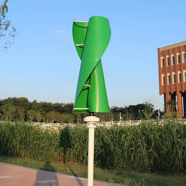 600W 12V 24V 48V Helix Spiral Wind Turbine Generator VAWT Vertical Axis Residential Home Use with MPPT Charger Controller (Green, 24V-600W) Recensie