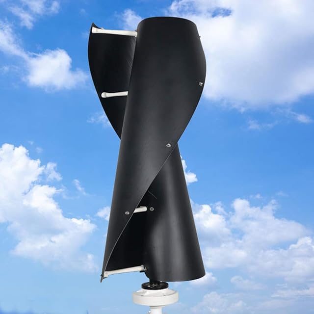 600W 12V 24V 48V Helix Spiral Wind Turbine Generator VAWT Vertical Axis Residential Home Use with MPPT Charger Controller (Black, 12V-600W) Recensie