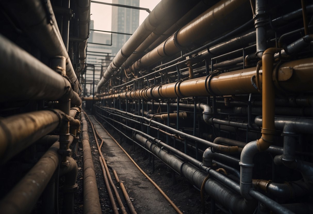 A network of pipes runs underground, carrying heat to buildings