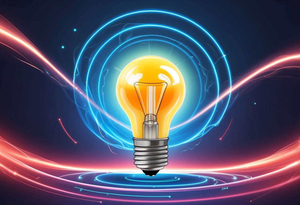 Energie informatie: 7 essentiële feiten die je vandaag moet weten 2 Een gloeiende gloeilamp omringd door draaiende energiegolven