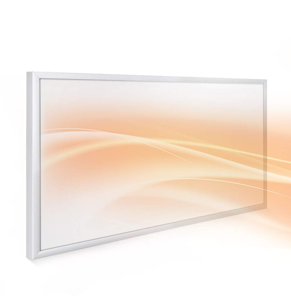 Sleek modern panel with peach gradient and wave-like lines for minimalist interior design.