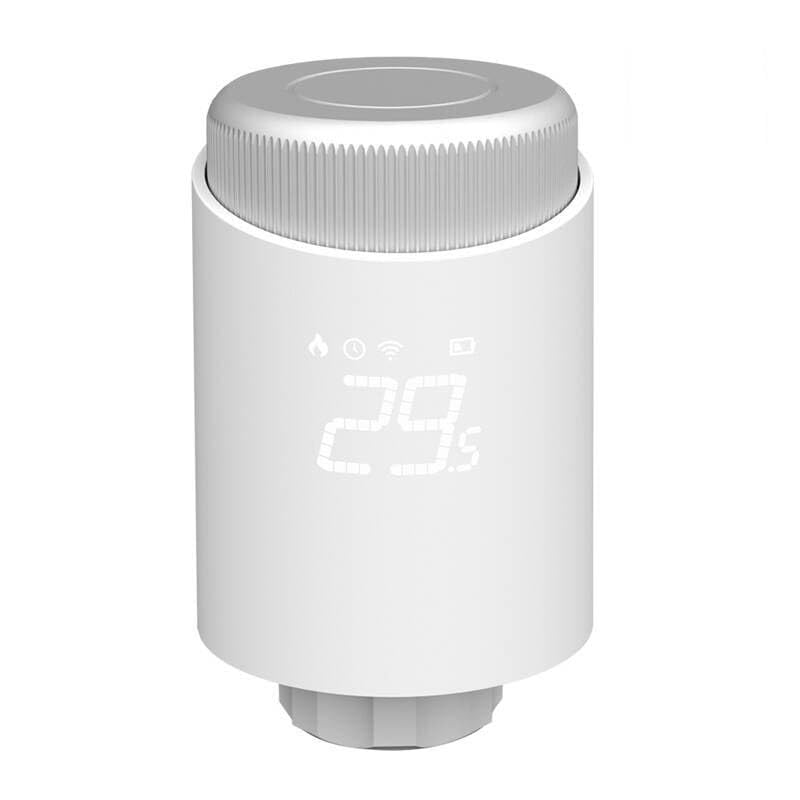 Avatto Slimme Thermostaat Radiator Valve TRV10 Recensie – Beste Keuze? 6 Smart thermostat valve with digital display, Wi-Fi connectivity, and manual adjustment dial.