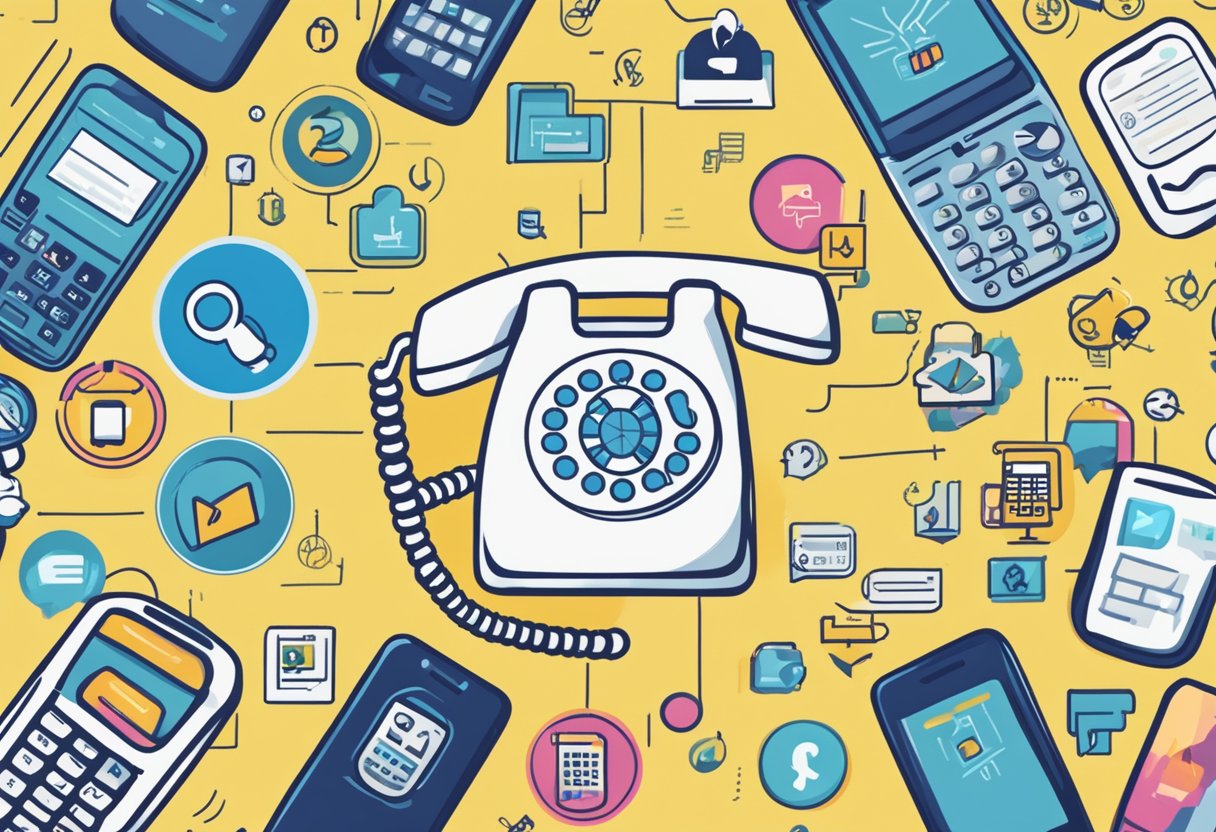 Wat is het Bel me niet Register? Informatie en Uitleg 1 A phone with a "Bel me niet Register" sticker, surrounded by a circle of crossed-out telemarketing symbols